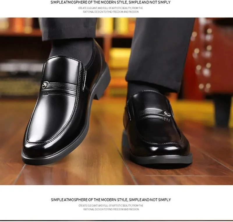Men's Trendy Solid Slip On Loafer Shoes Comfortable Cowhide Soles Non-Slip Walking Shoes for Driving Walking Wedding Outdoor Indoor Size