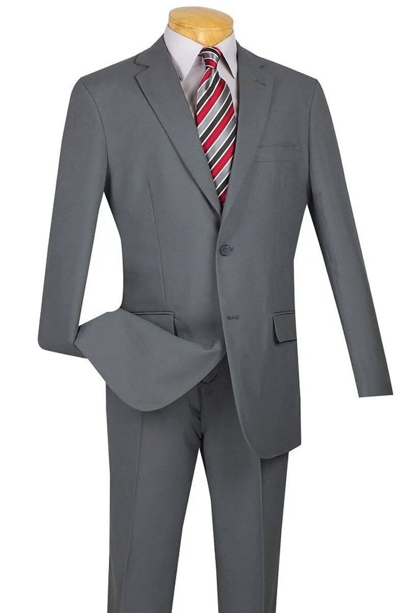 Mens Two Button Modern Fit Wool Feel Suit in Light Grey