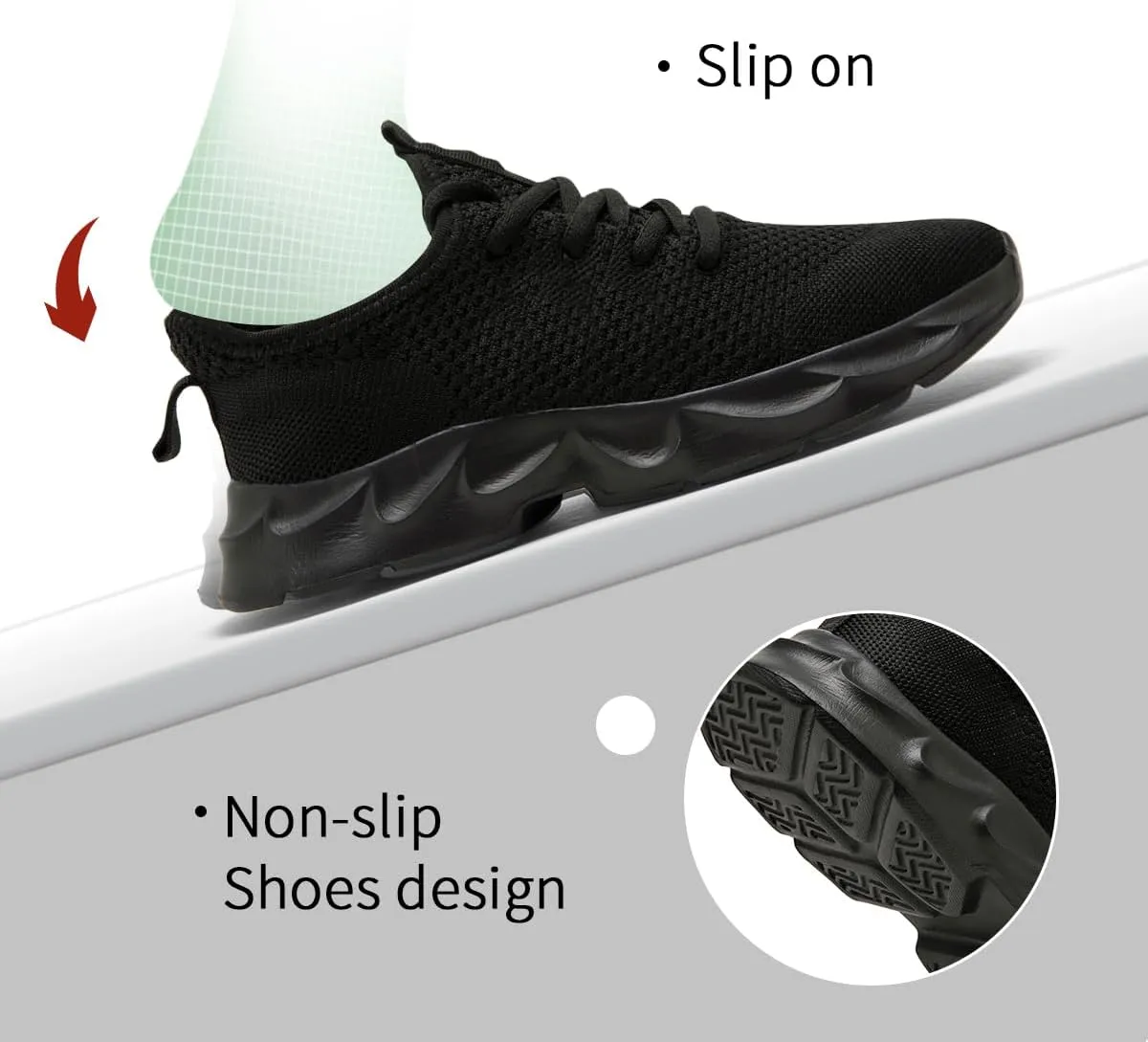 Mens Walking Shoes Slip On Tennis Non Slip Sneakers Outdoor Running Sports Trainers Athletic Sneaker Road Casual Workout Lightweight Shoes