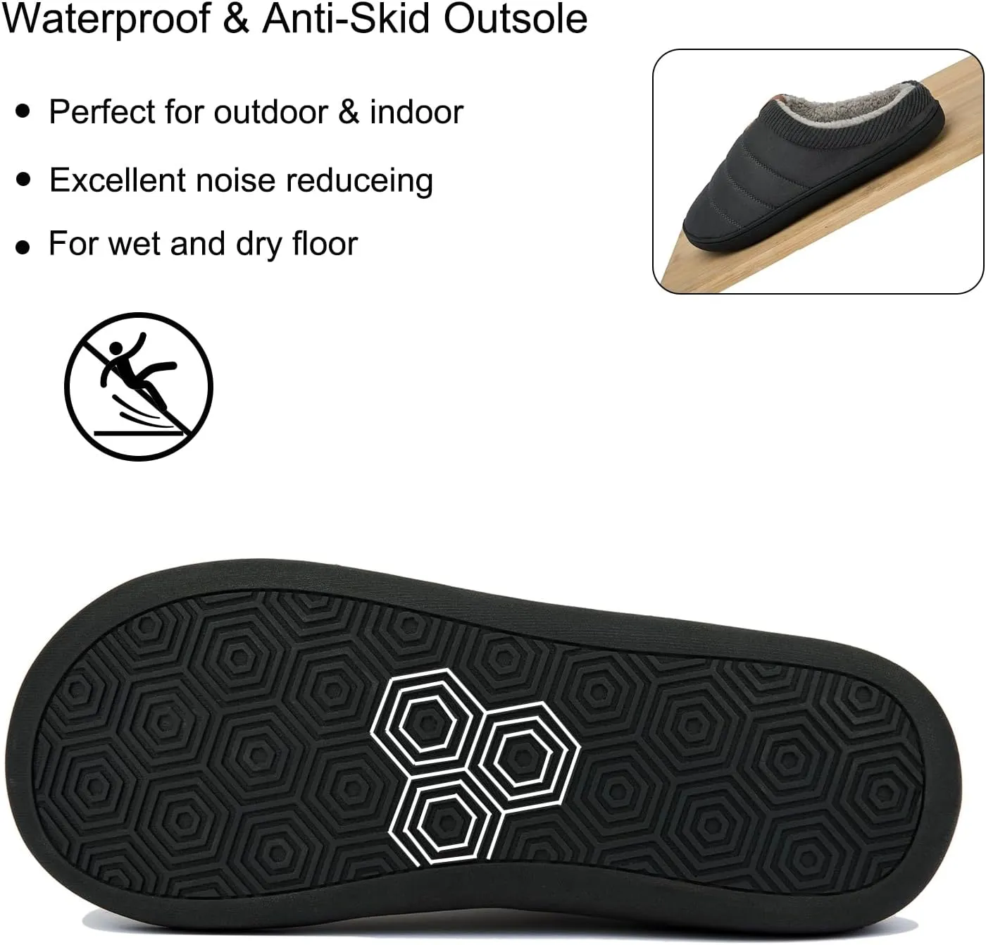 Men's Warm Memory Foam Slippers Suede Plush Shearling Lined Slip on Indoor Outdoor Clog House Shoes