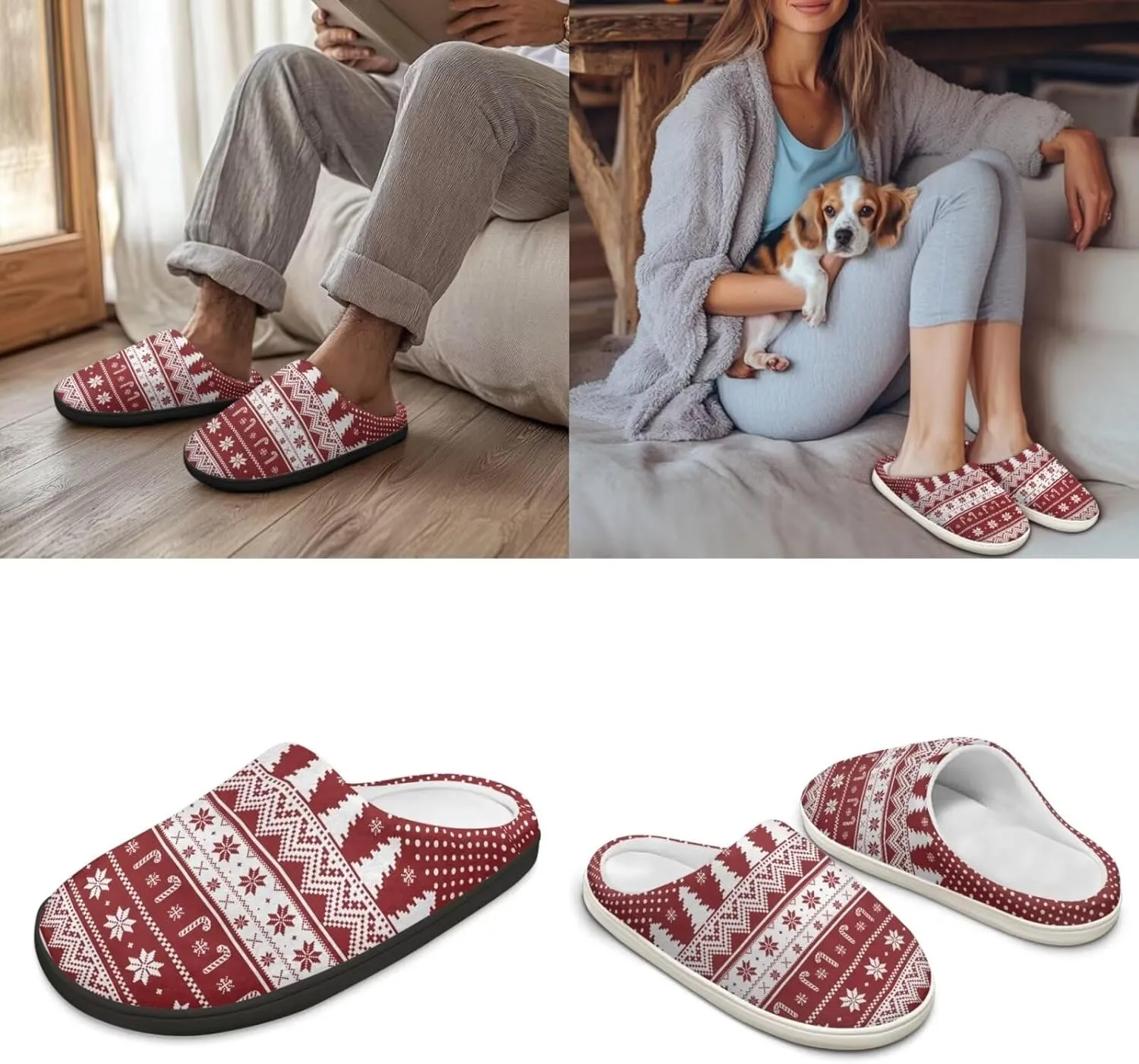 Men's Women's Plush Slippers, Flannel Warm Soft Cozy Slippers, House Bedroom Indoor/Outdoor Warm Shoes, Size 3-15