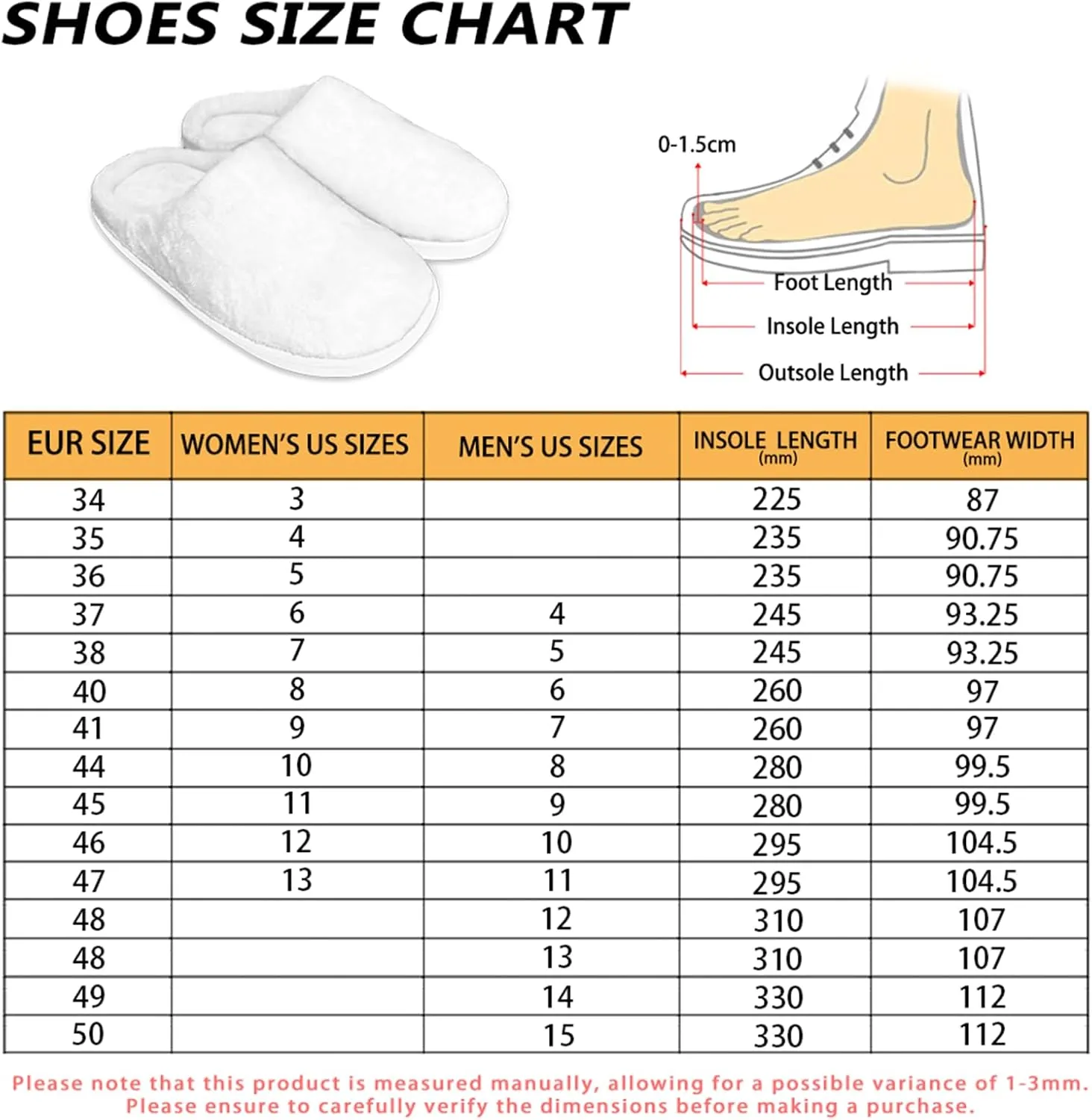 Men's Women's Plush Slippers, Flannel Warm Soft Cozy Slippers, House Bedroom Indoor/Outdoor Warm Shoes, Size 3-15