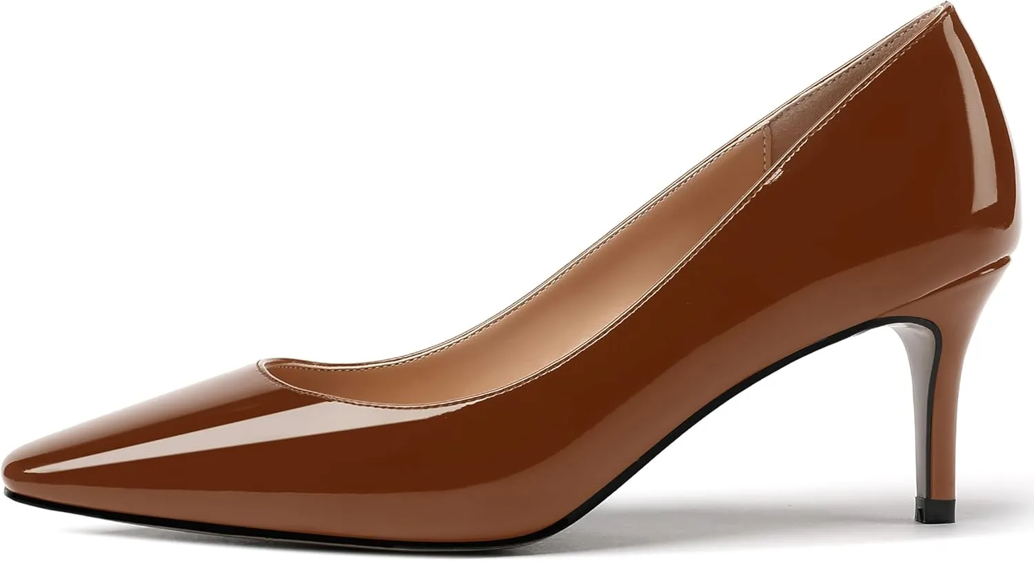 MERRORI Women's Patent Square Toe Slip On Solid Stiletto Mid Heel Pumps Shoes 2.5 Inch