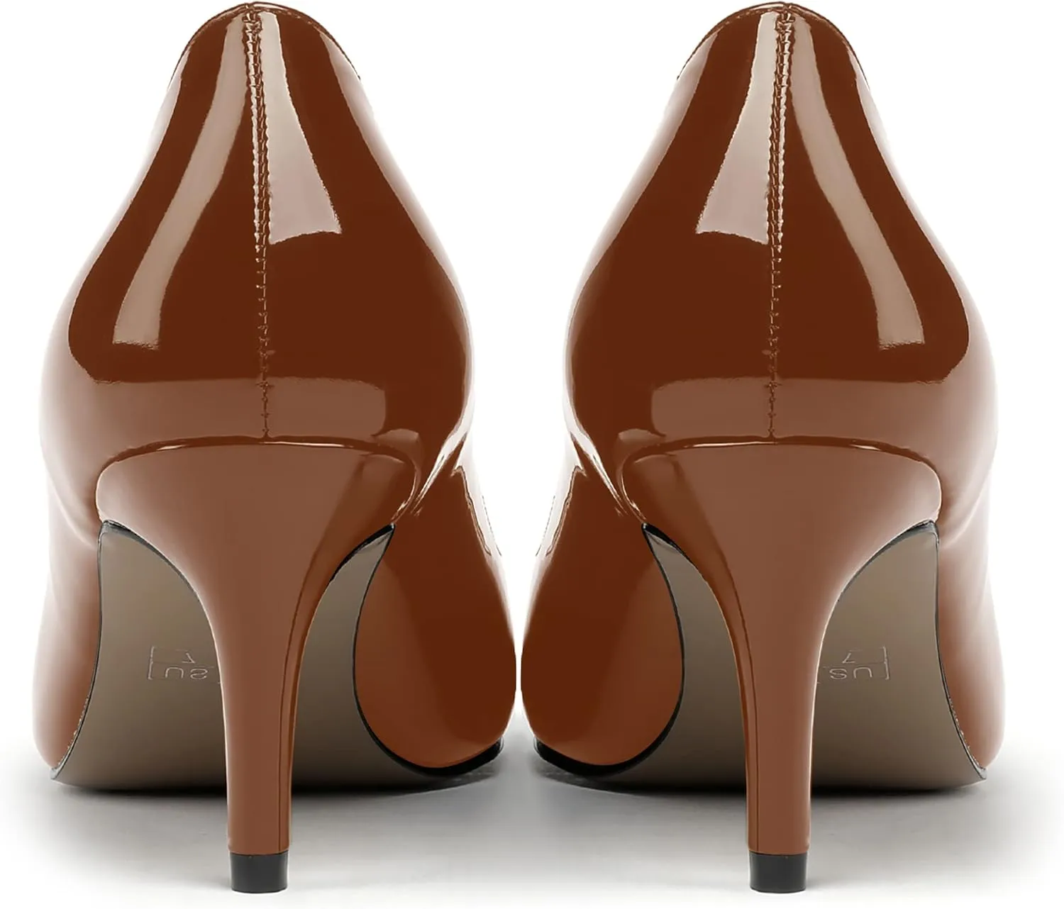 MERRORI Women's Patent Square Toe Slip On Solid Stiletto Mid Heel Pumps Shoes 2.5 Inch