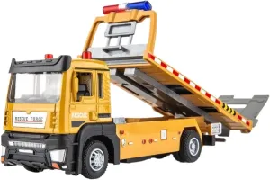 Metal Vehicles Toys 1:32 for Flat Trailerk Van Type Alloy Metal Car Transporter Wrecker Truck Pull Back Sound and Light Home Or Office Décor