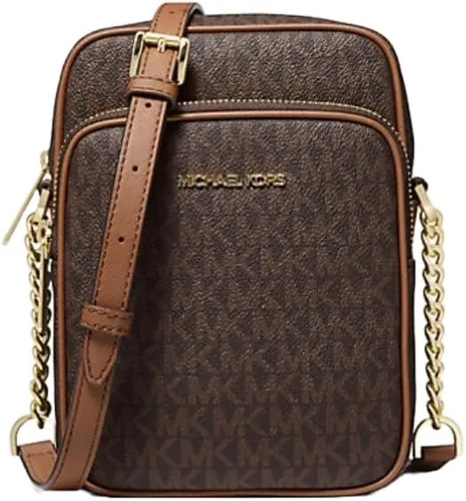 Michael Michael Kors Jet Set Travel Medium Logo Crossbody Flight Brown