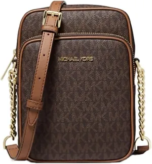 Michael Michael Kors Jet Set Travel Medium Logo Crossbody Flight Brown