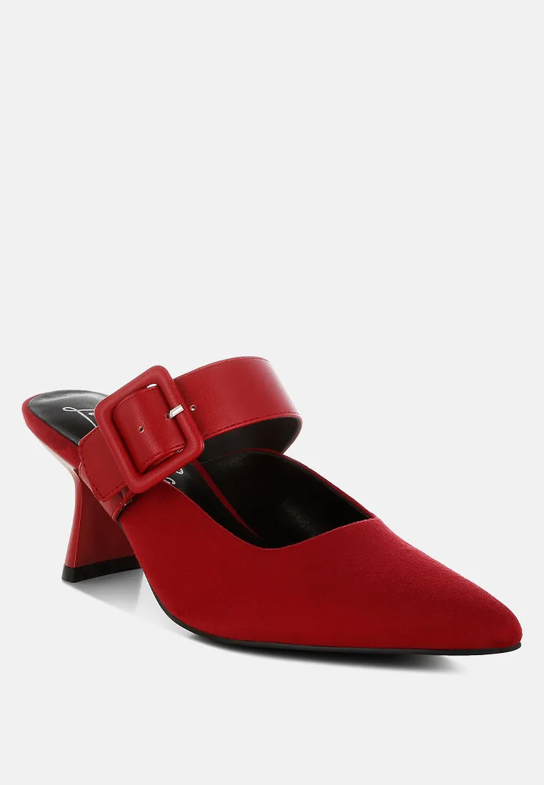 Microfiber Pointy Slip-On Mules By RUW