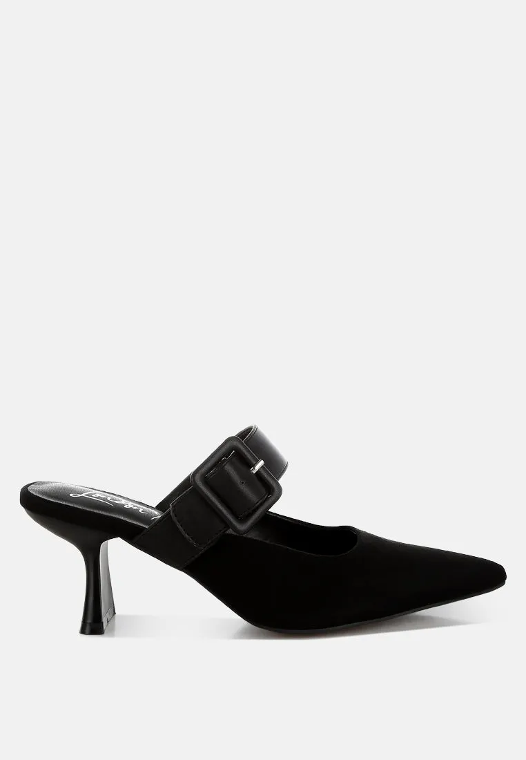 Microfiber Pointy Slip-On Mules By RUW