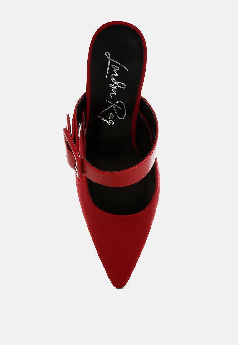 Microfiber Pointy Slip-On Mules By RUW