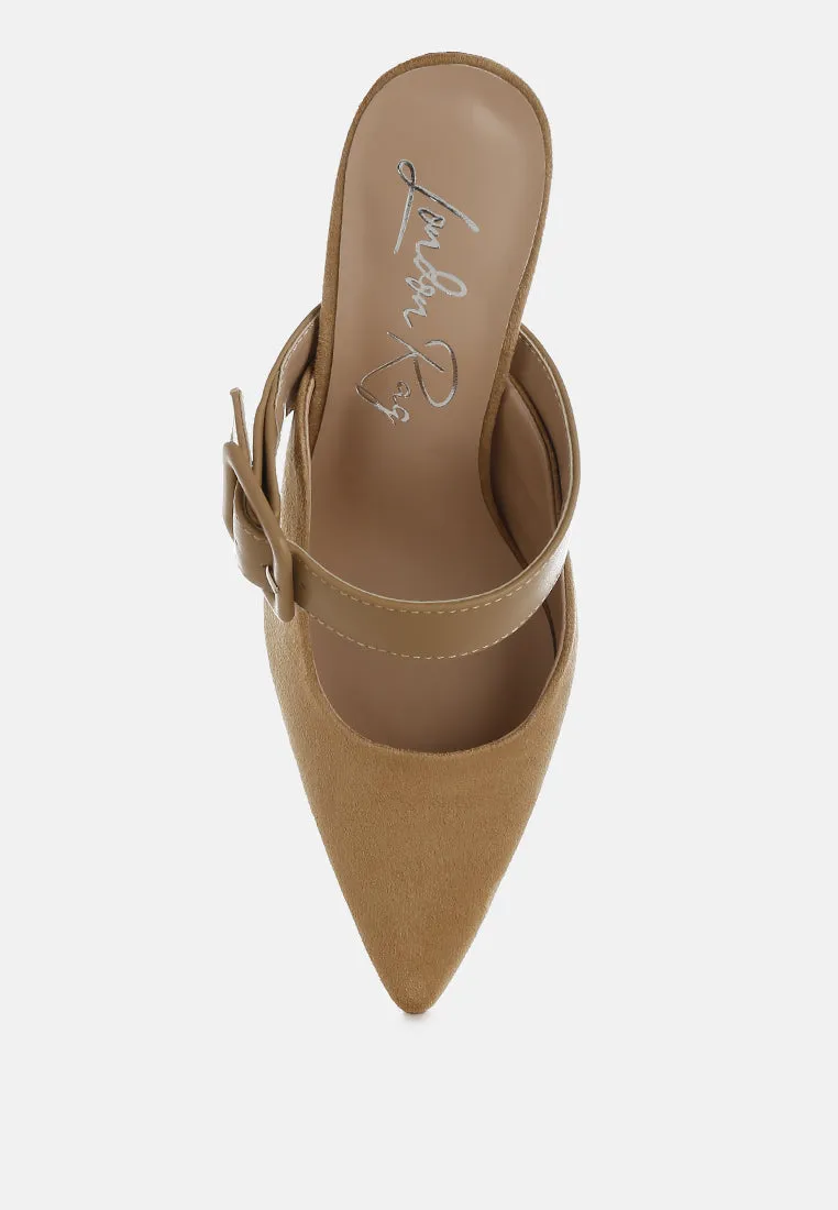 Microfiber Pointy Slip-On Mules By RUW
