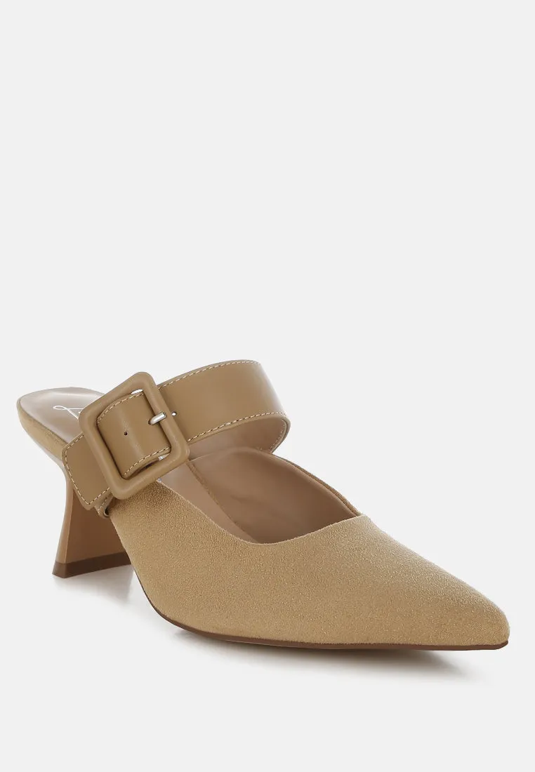Microfiber Pointy Slip-On Mules By RUW