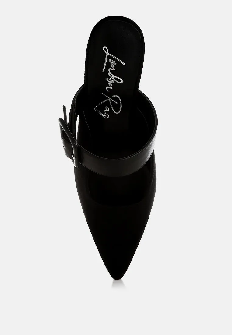 Microfiber Pointy Slip-On Mules By RUW