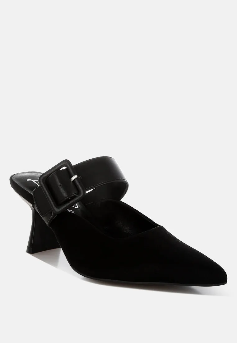 Microfiber Pointy Slip-On Mules By RUW