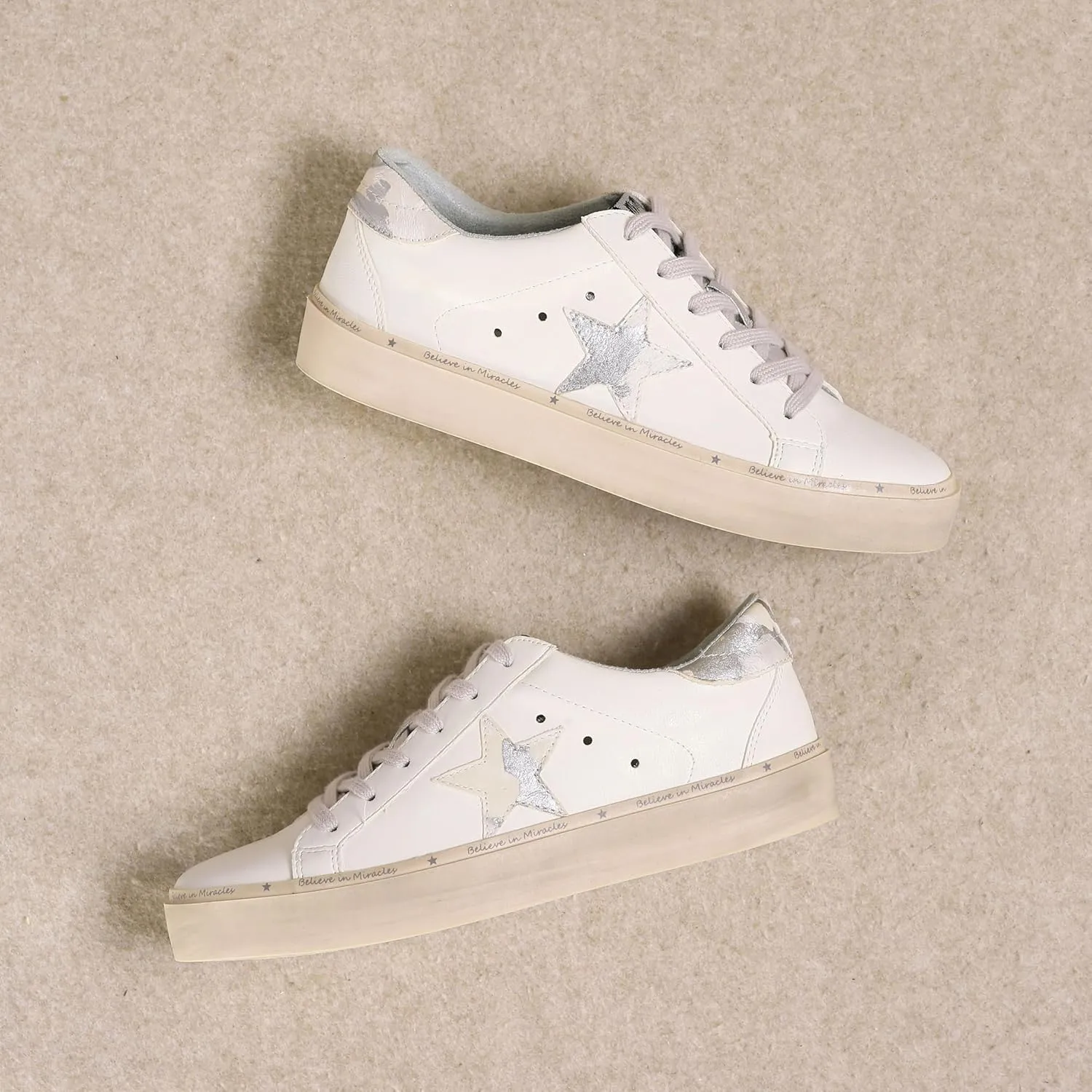 Mi.iM Paz Rubber Sole Lace-up Reflective Star Sneakers