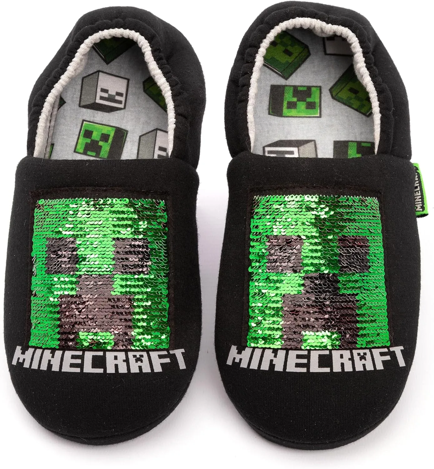 Minecraft Slippers Boys Kids Blue Creeper vs Zombie TNT House Shoes