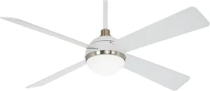 MINKA-AIRE F623L-WHF/BN Orb 54 Inch Ceiling Fan with Integrated 16W LED Light in Flat White/Brushed Nickel Finish