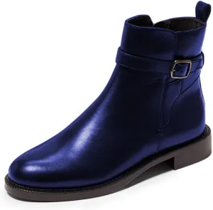 miss left Women Classic Cross Strappy Ankle Boots Closed Round Toe Side Zipper Flat Short Booties Trendy Winter Daily Wear Shoes Size 4-16 US