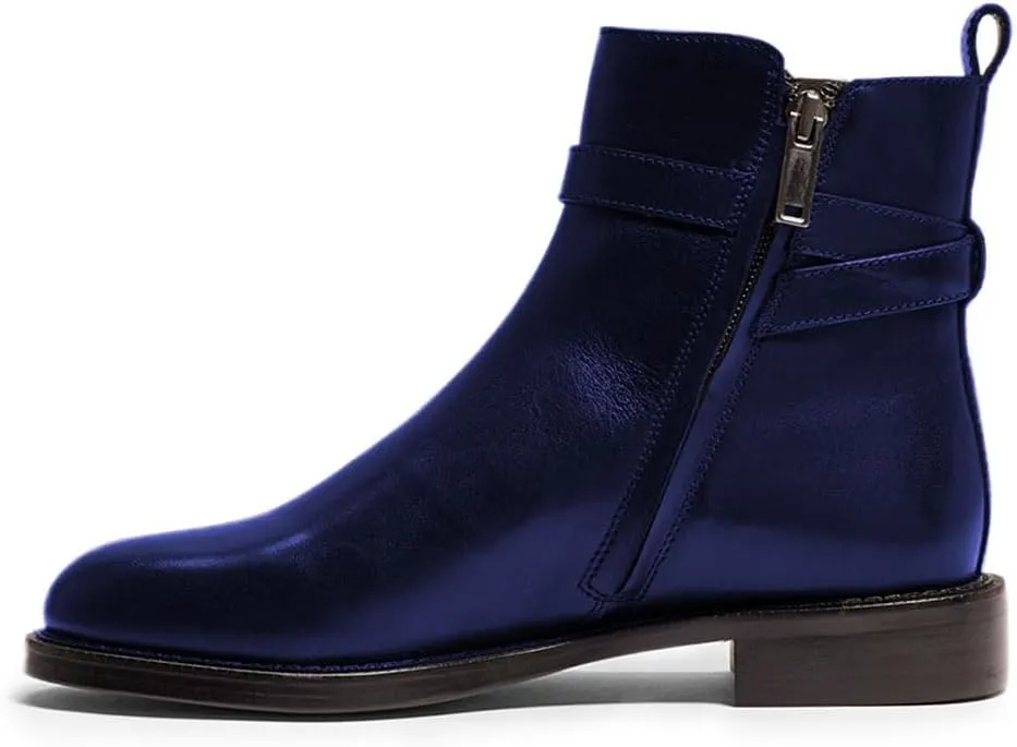 miss left Women Classic Cross Strappy Ankle Boots Closed Round Toe Side Zipper Flat Short Booties Trendy Winter Daily Wear Shoes Size 4-16 US