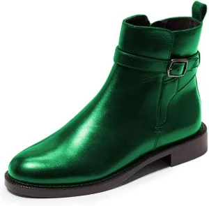 miss left Women Classic Cross Strappy Ankle Boots Closed Round Toe Side Zipper Flat Short Booties Trendy Winter Daily Wear Shoes Size 4-16 US