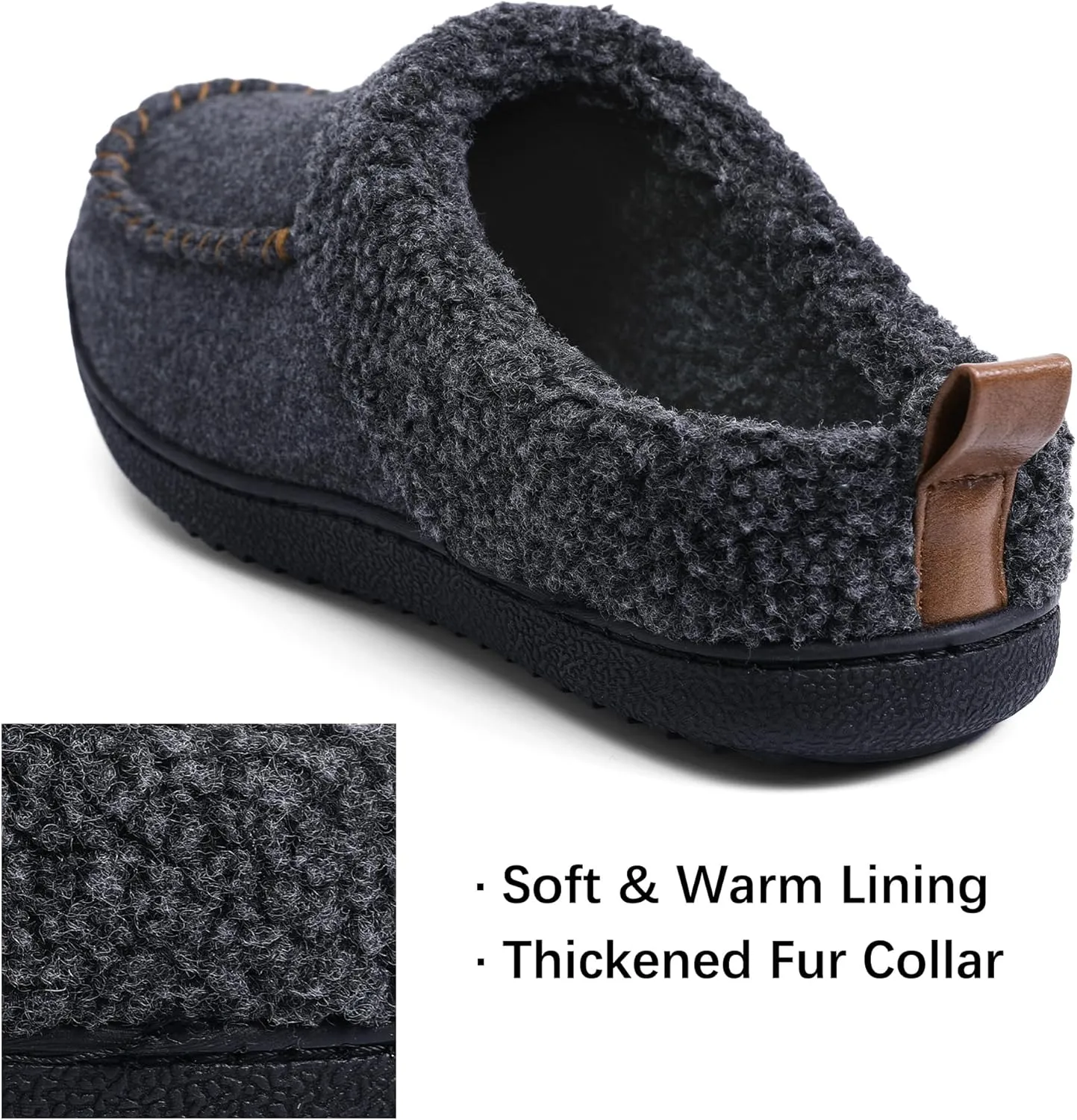 MIXIN Mens Slippers Slip On House Shoes for Men Indoor Warm Fluffy Memory Foam Moccasins with Anti-Slip Sole