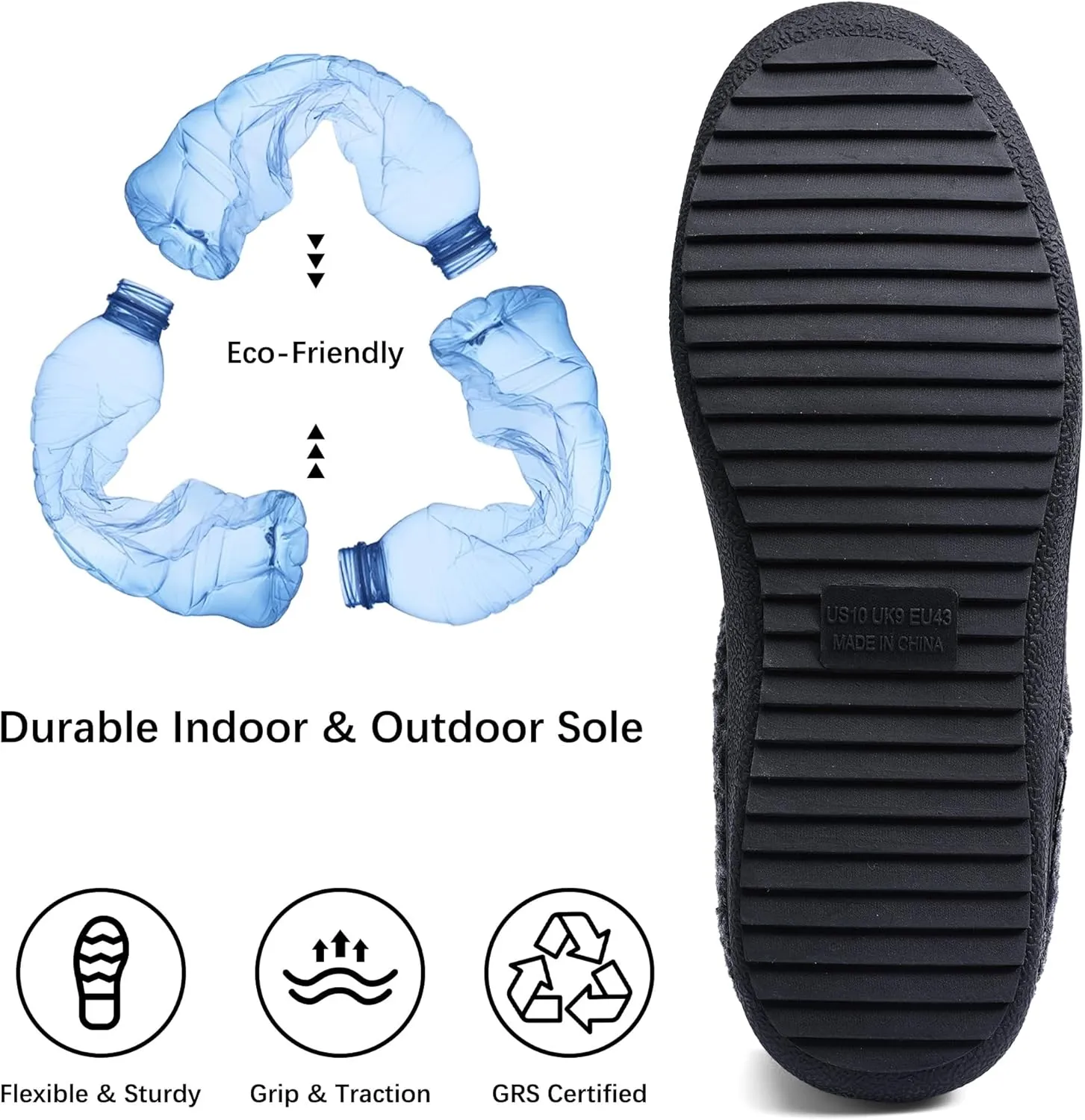 MIXIN Mens Slippers Slip On House Shoes for Men Indoor Warm Fluffy Memory Foam Moccasins with Anti-Slip Sole