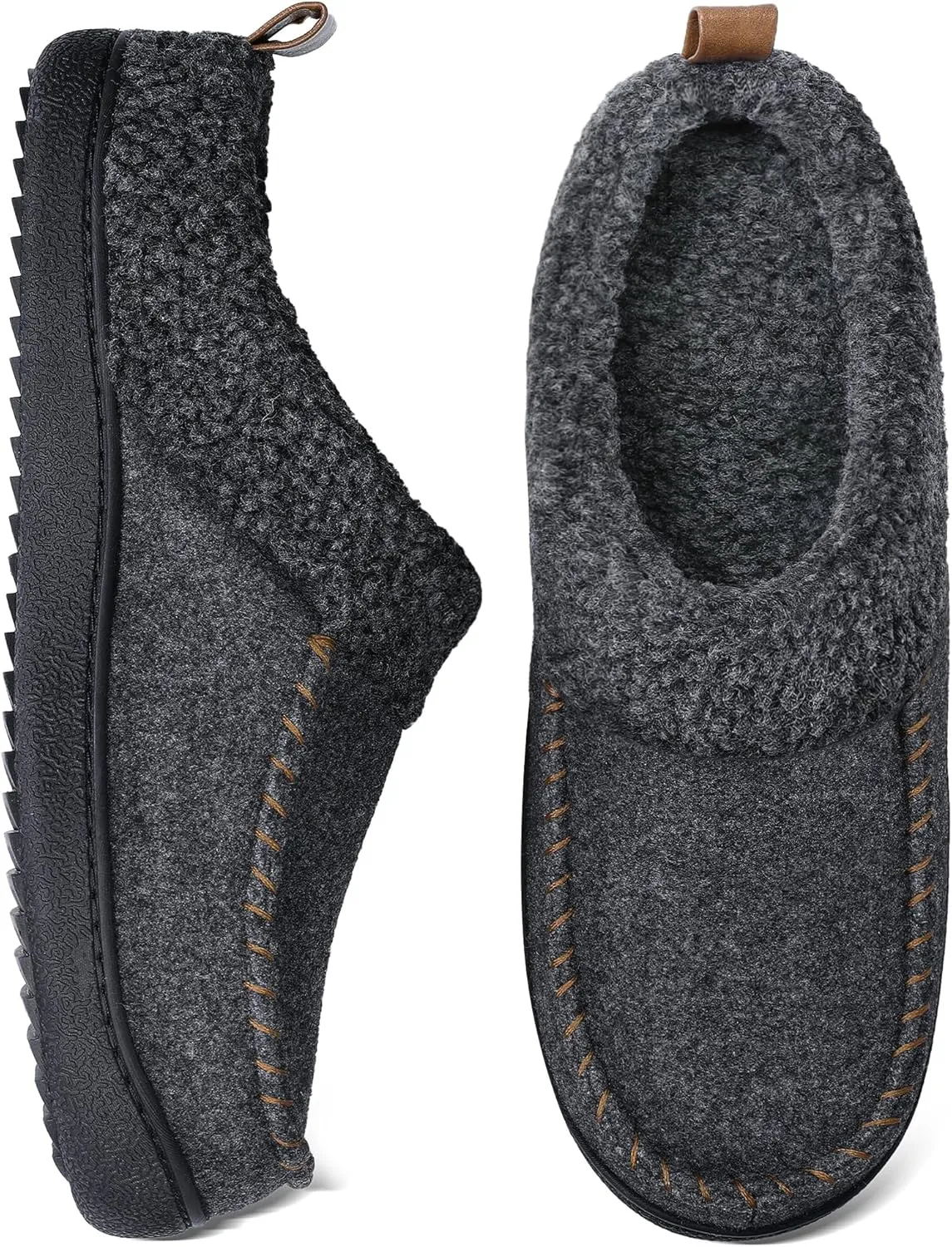 MIXIN Mens Slippers Slip On House Shoes for Men Indoor Warm Fluffy Memory Foam Moccasins with Anti-Slip Sole