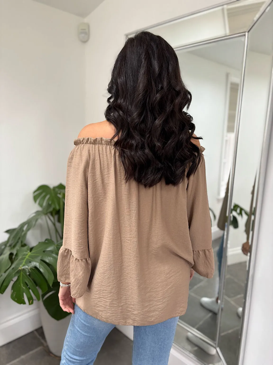 Mocha Tassel Bardot Top Frances