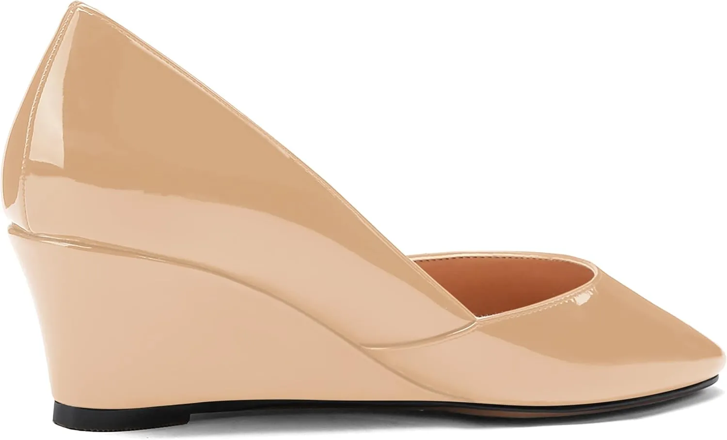MODENCOCO Women's Patent Casual Slip On Square Toe Office Wedge Low Heel Pumps Shoes 2 Inch