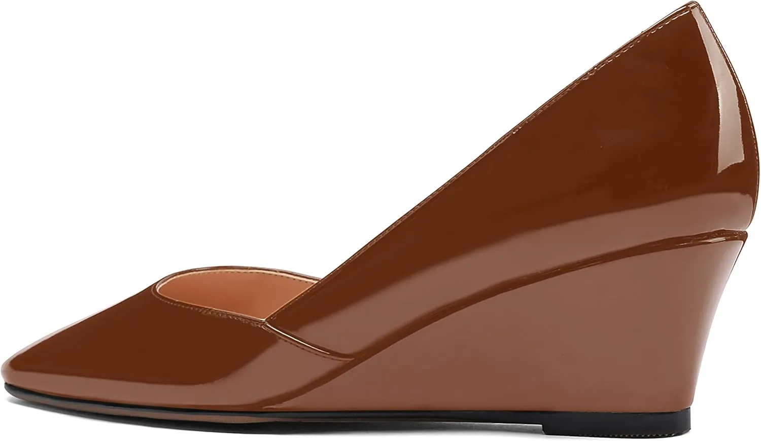 MODENCOCO Women's Patent Casual Slip On Square Toe Office Wedge Low Heel Pumps Shoes 2 Inch