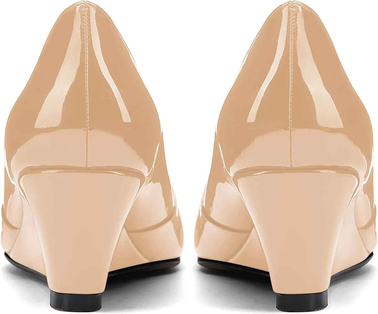 MODENCOCO Women's Patent Casual Slip On Square Toe Office Wedge Low Heel Pumps Shoes 2 Inch