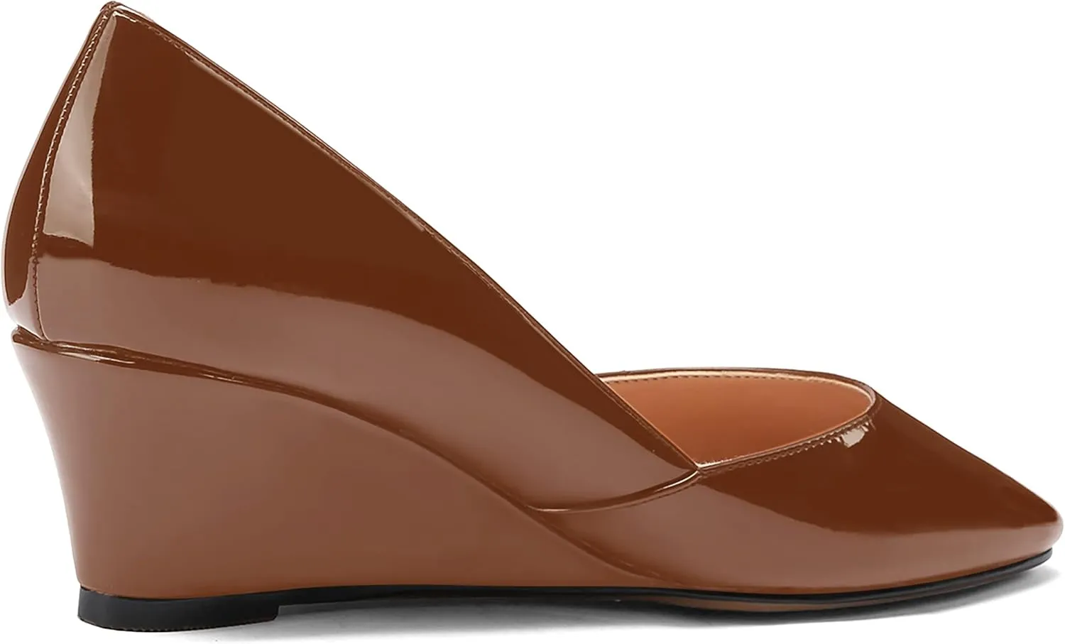 MODENCOCO Women's Patent Casual Slip On Square Toe Office Wedge Low Heel Pumps Shoes 2 Inch