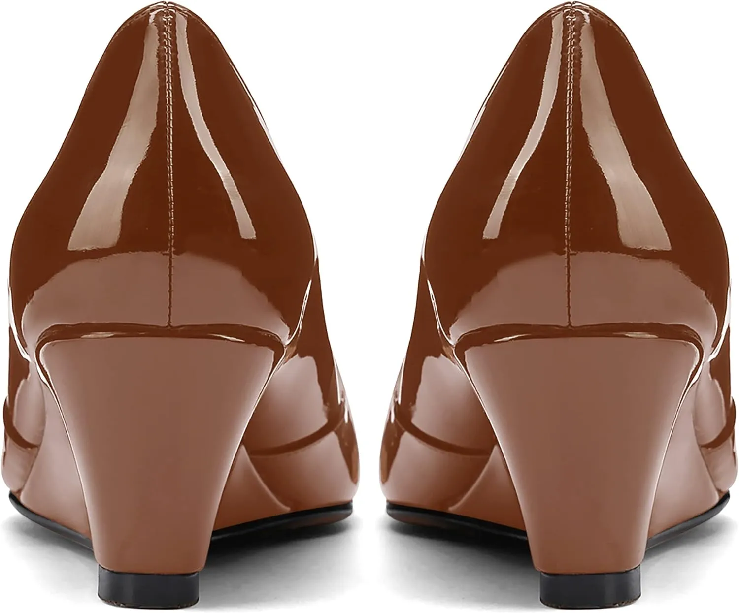 MODENCOCO Women's Patent Casual Slip On Square Toe Office Wedge Low Heel Pumps Shoes 2 Inch