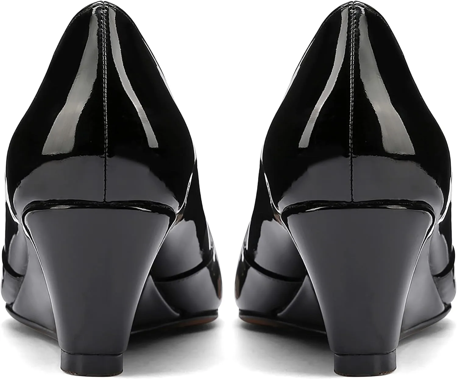 MODENCOCO Women's Patent Casual Slip On Square Toe Office Wedge Low Heel Pumps Shoes 2 Inch