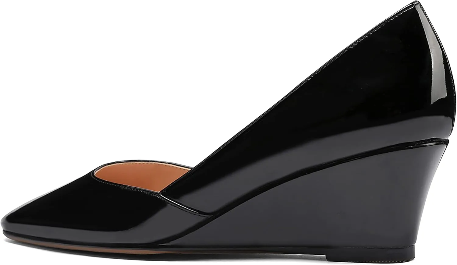 MODENCOCO Women's Patent Casual Slip On Square Toe Office Wedge Low Heel Pumps Shoes 2 Inch