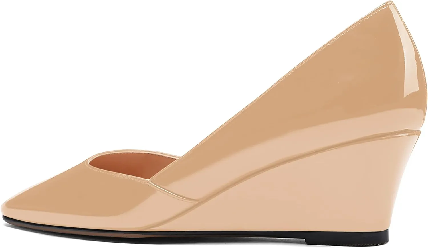 MODENCOCO Women's Patent Casual Slip On Square Toe Office Wedge Low Heel Pumps Shoes 2 Inch