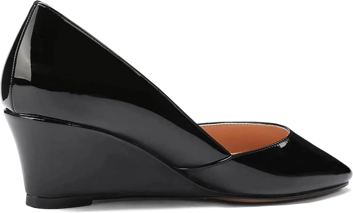 MODENCOCO Women's Patent Casual Slip On Square Toe Office Wedge Low Heel Pumps Shoes 2 Inch