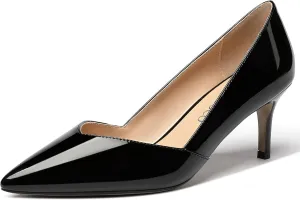 MODENCOCO Women's Patent Dress Work Wedding Pointed Toe Slip On Stiletto Mid Heel Pumps Shoes 2.5 Inch