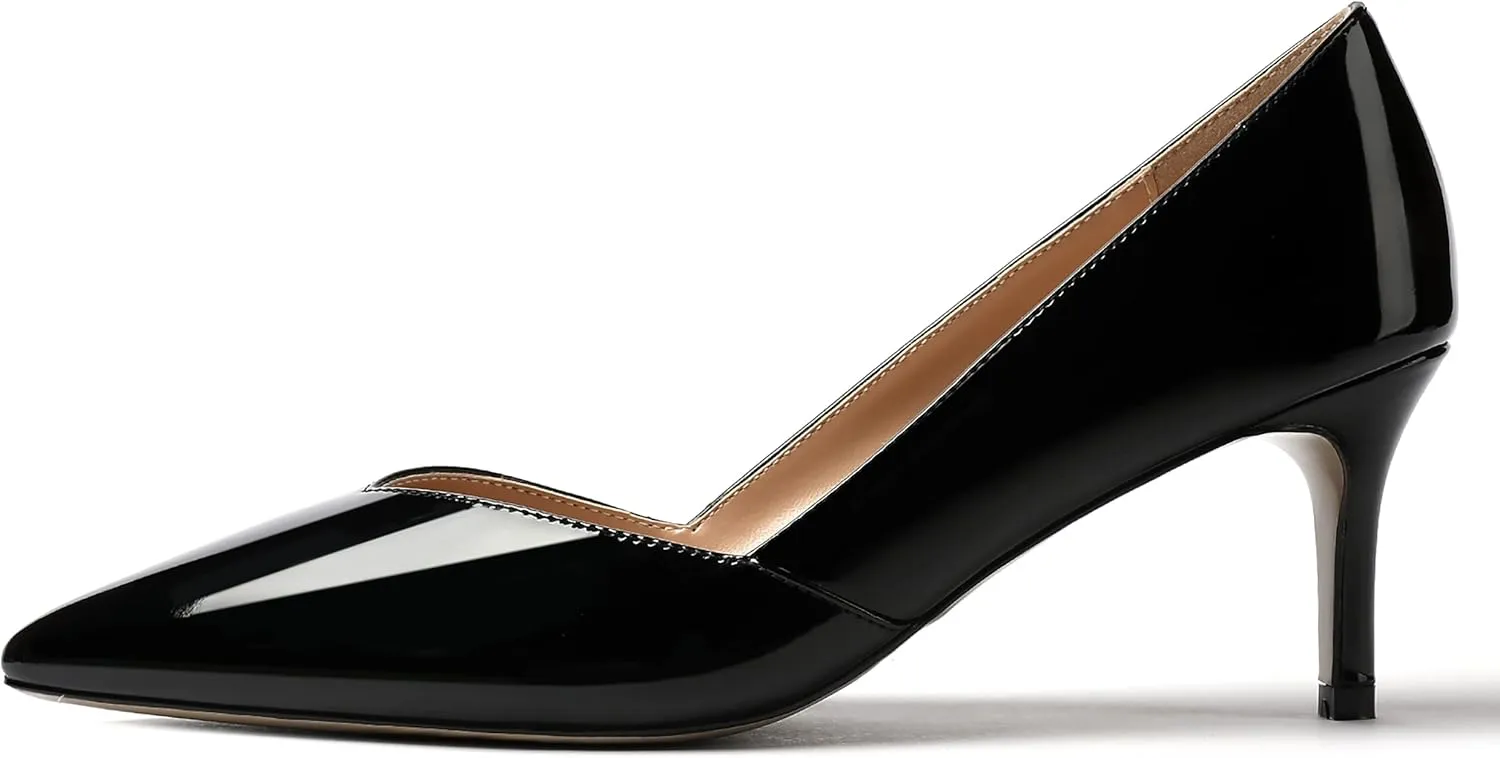 MODENCOCO Women's Patent Dress Work Wedding Pointed Toe Slip On Stiletto Mid Heel Pumps Shoes 2.5 Inch