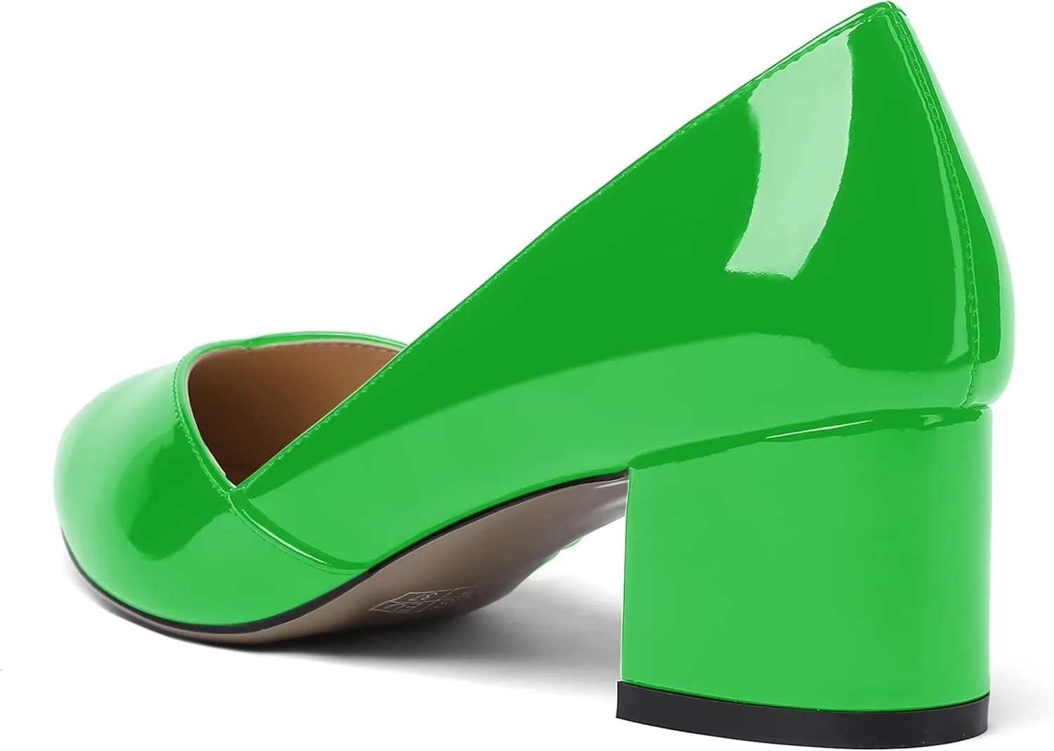 MODENCOCO Women's Patent Slip On Pointed Toe Cut Out Chunky Low Heel Pumps Shoes 2 Inch
