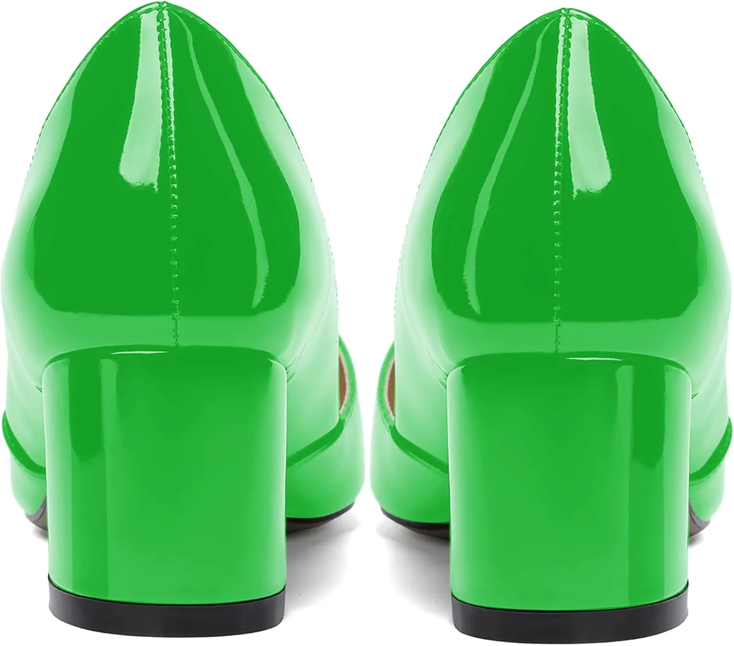 MODENCOCO Women's Patent Slip On Pointed Toe Cut Out Chunky Low Heel Pumps Shoes 2 Inch