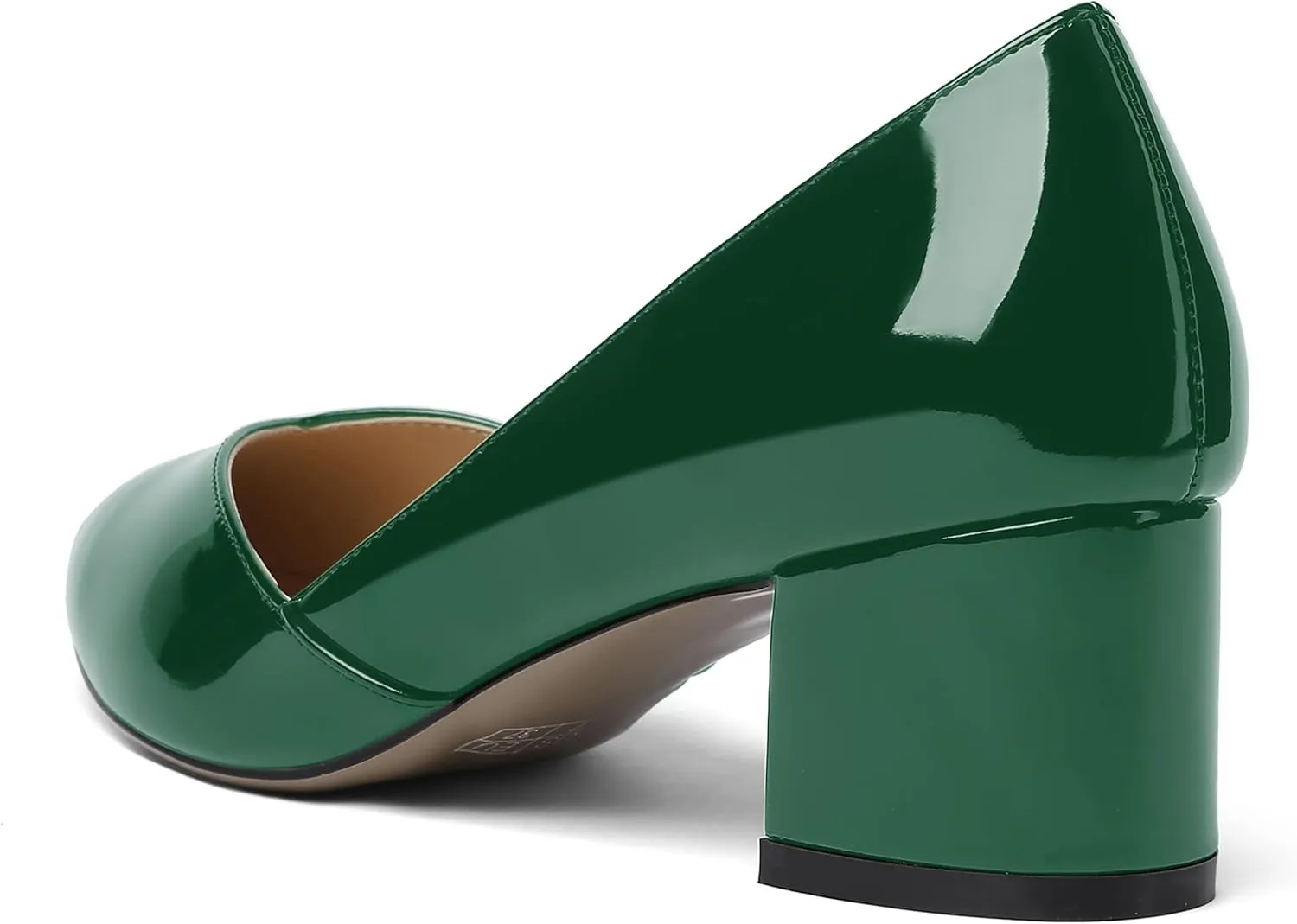 MODENCOCO Women's Patent Slip On Pointed Toe Cut Out Chunky Low Heel Pumps Shoes 2 Inch
