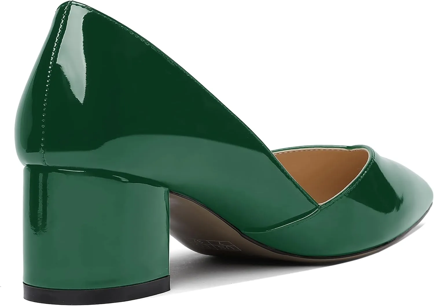 MODENCOCO Women's Patent Slip On Pointed Toe Cut Out Chunky Low Heel Pumps Shoes 2 Inch