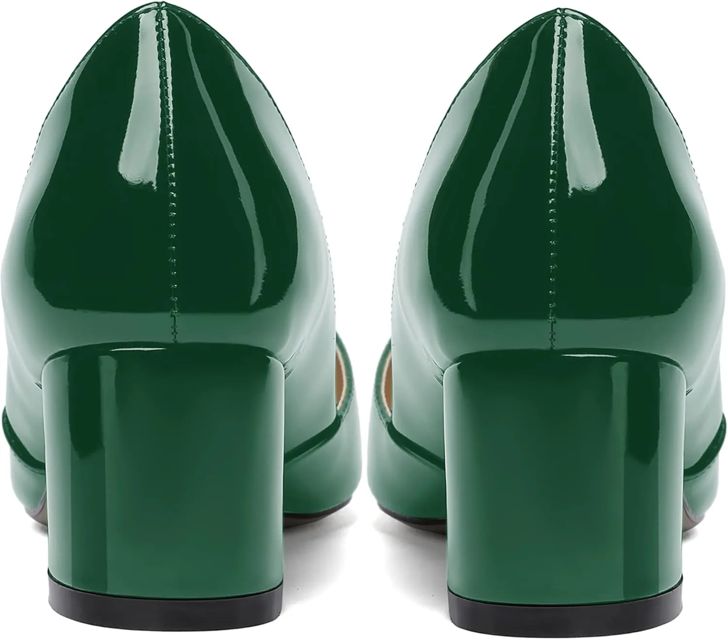 MODENCOCO Women's Patent Slip On Pointed Toe Cut Out Chunky Low Heel Pumps Shoes 2 Inch