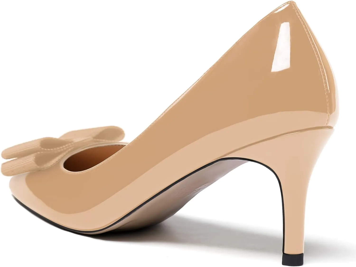 MODENCOCO Women's Pointed Toe Dress Bridal Bow Tie Bow Slip On Patent Stiletto Mid Heel Pumps Shoes 2.5 Inch