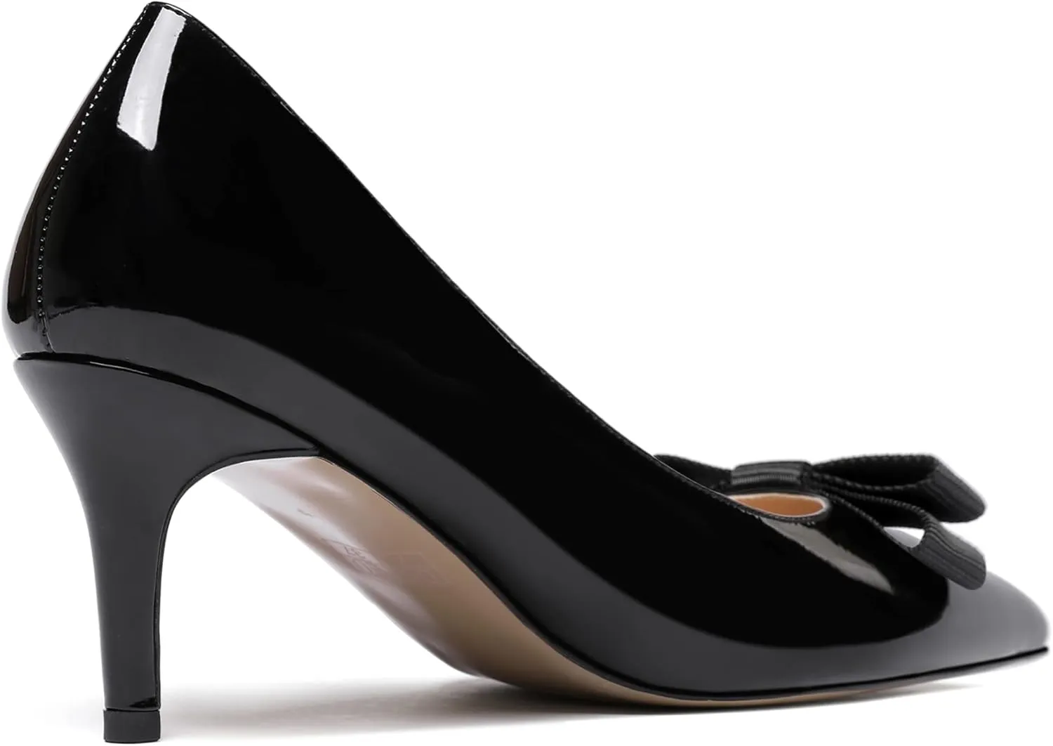 MODENCOCO Women's Pointed Toe Dress Bridal Bow Tie Bow Slip On Patent Stiletto Mid Heel Pumps Shoes 2.5 Inch