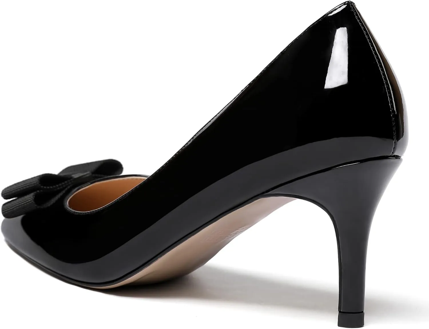 MODENCOCO Women's Pointed Toe Dress Bridal Bow Tie Bow Slip On Patent Stiletto Mid Heel Pumps Shoes 2.5 Inch