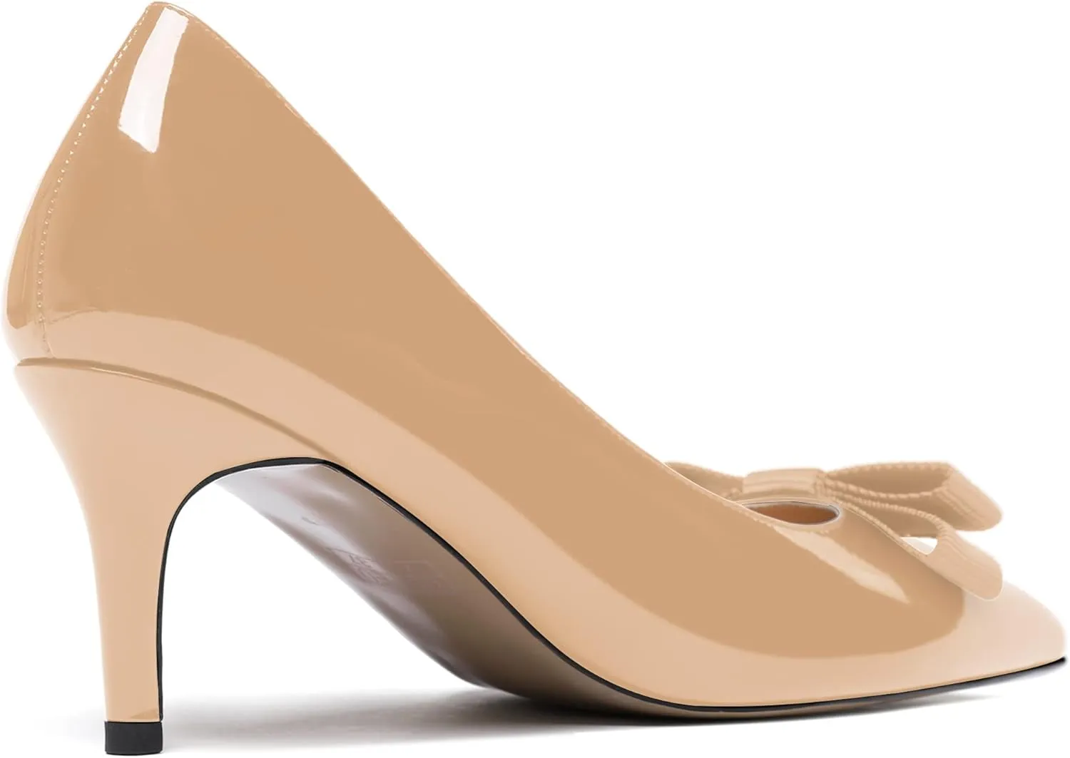 MODENCOCO Women's Pointed Toe Dress Bridal Bow Tie Bow Slip On Patent Stiletto Mid Heel Pumps Shoes 2.5 Inch