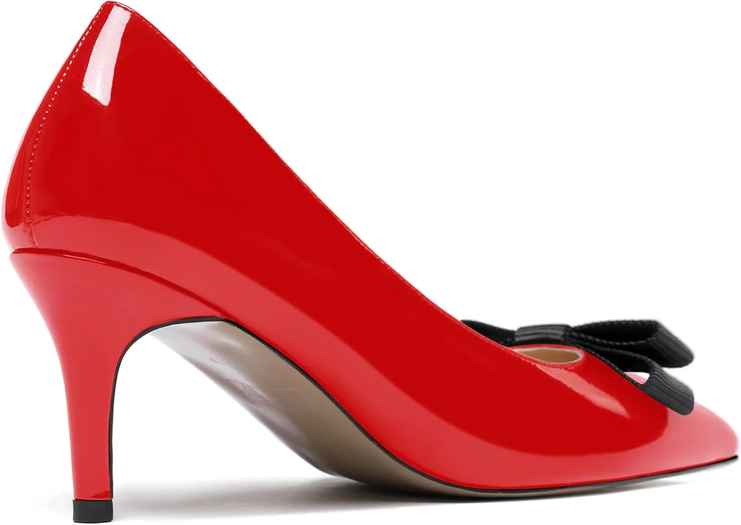 MODENCOCO Women's Pointed Toe Dress Bridal Bow Tie Bow Slip On Patent Stiletto Mid Heel Pumps Shoes 2.5 Inch