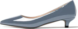 MODENCOCO Women's Pointed Toe Slip On Solid Patent Kitten Low Heel Pumps Shoes 1.5 Inch